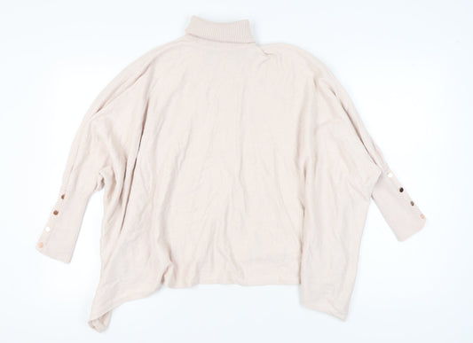 Ted Baker Women's Beige High Neck Cape Jumper M