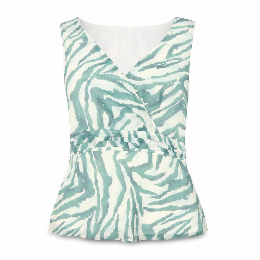 Front view of Principles Women’s Green Wrap Sleeveless Top