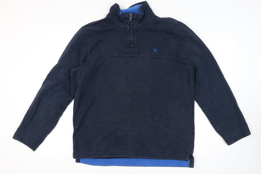 Crew Clothing Co Men's Blue 1/4 Zip Sweatshirt L