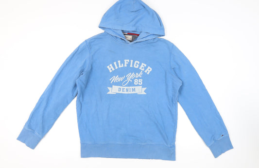 Tommy Hilfiger Men's Blue Hoodie, Medium, Logo Graphic