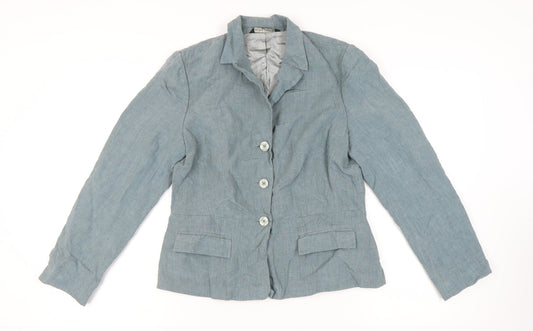 Laura Ashley Women's Blue Linen Blazer Size 12