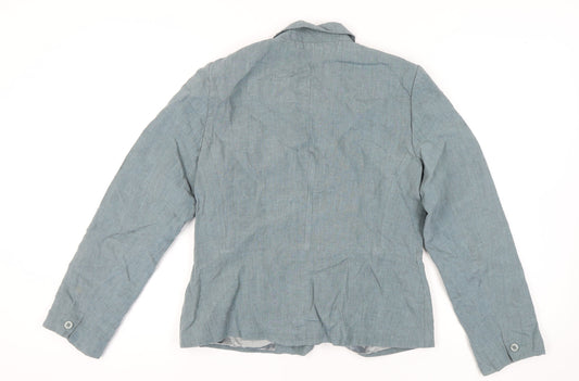 Laura Ashley Women's Blue Linen Blazer Size 12