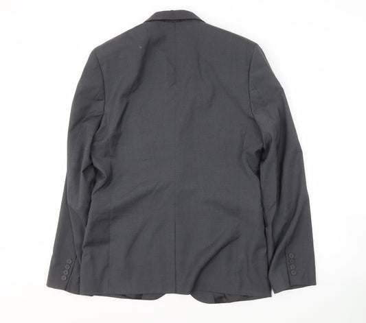 H&M Men's Grey Suit Jacket 38L Regular Fit