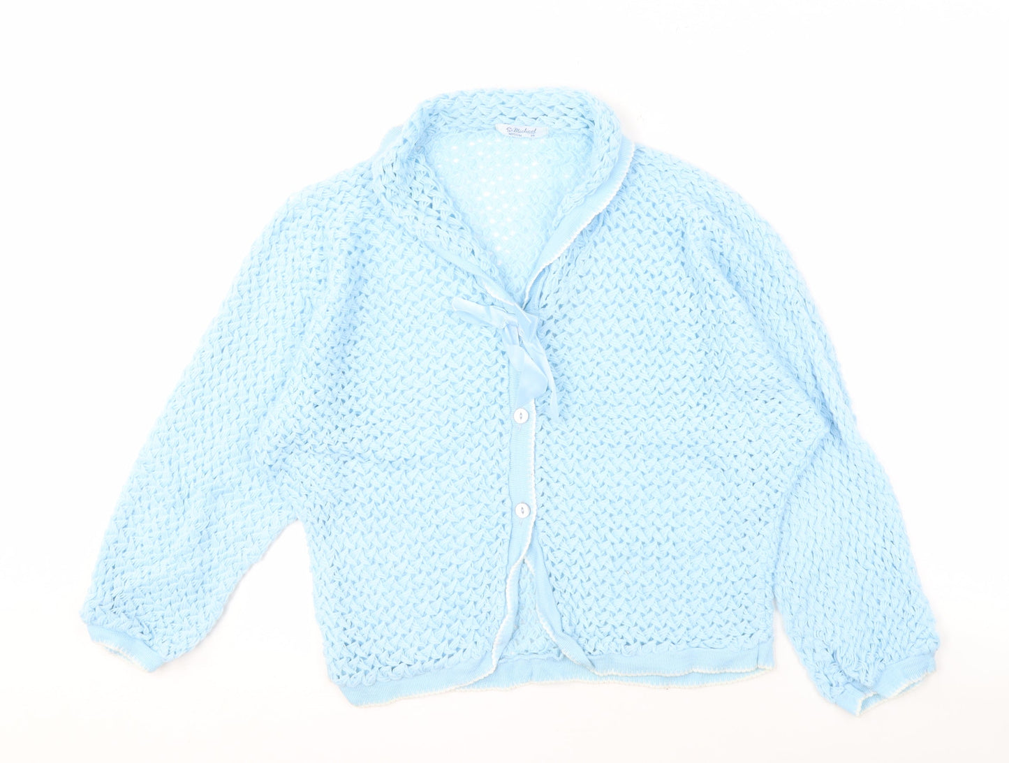 St Michael Women's Blue Cardigan, Size M, Button Accent