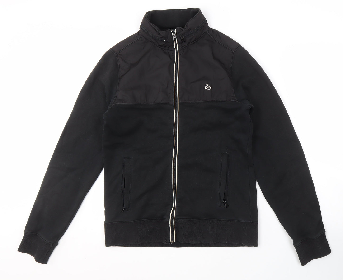 éS Men's Black Bomber Jacket, Size S, Full Zip Casual