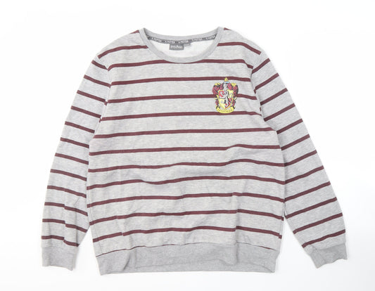 Harry Potter Unisex Adults Grey Striped Pullover Sweatshirt L