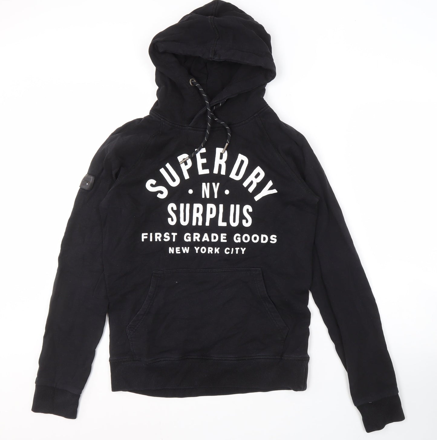 Superdry Men's Black Pullover Hoodie Size S with Logo