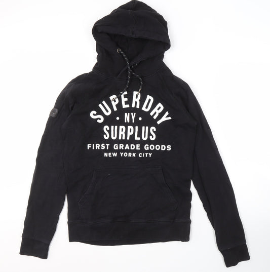 Superdry Men's Black Pullover Hoodie Size S with Logo