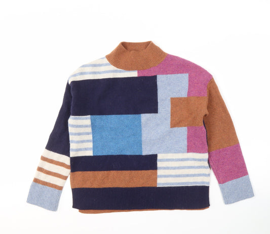 White Stuff Women's Multicoloured Roll Neck Jumper Size 10