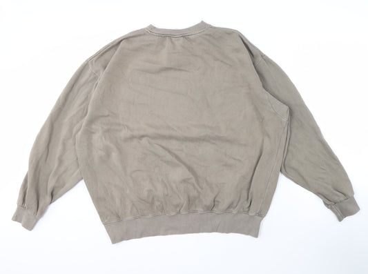 Pull & Bear Men's Brown Logo Pullover Sweatshirt L