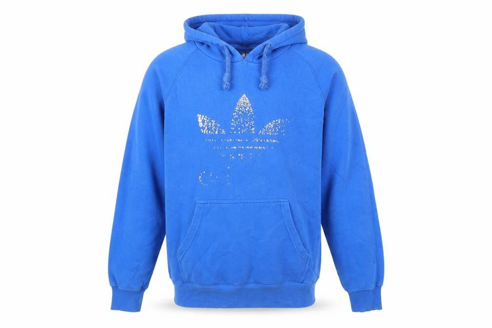 Mens UK L Regular adidas Blue Pullover Hoodie