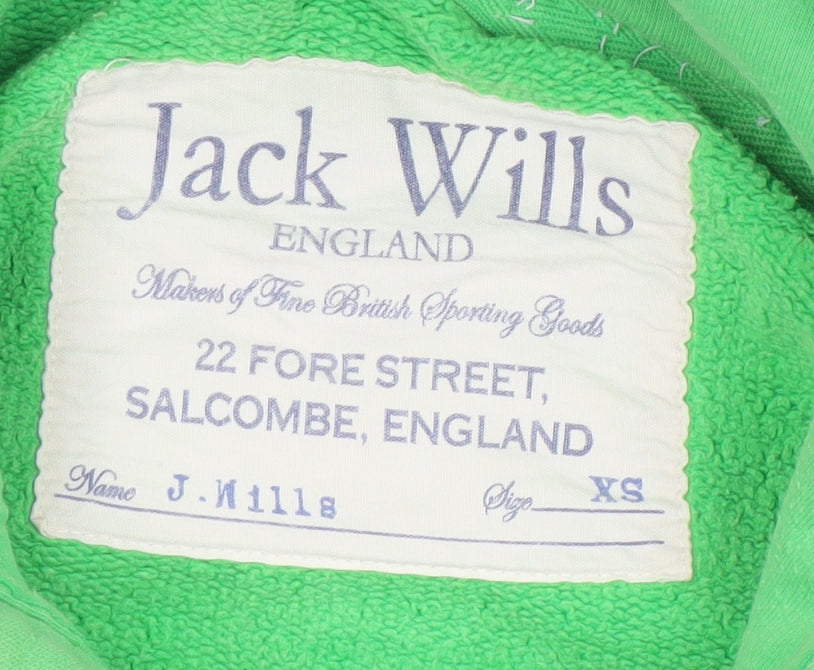 Jack Wills Men's Green Hoodie XS Logo Pullover