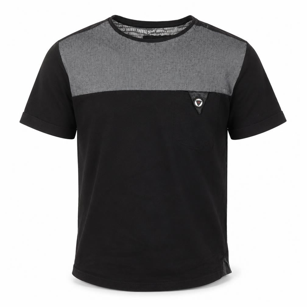 Savant Men's Black Cotton Colourblock T-Shirt