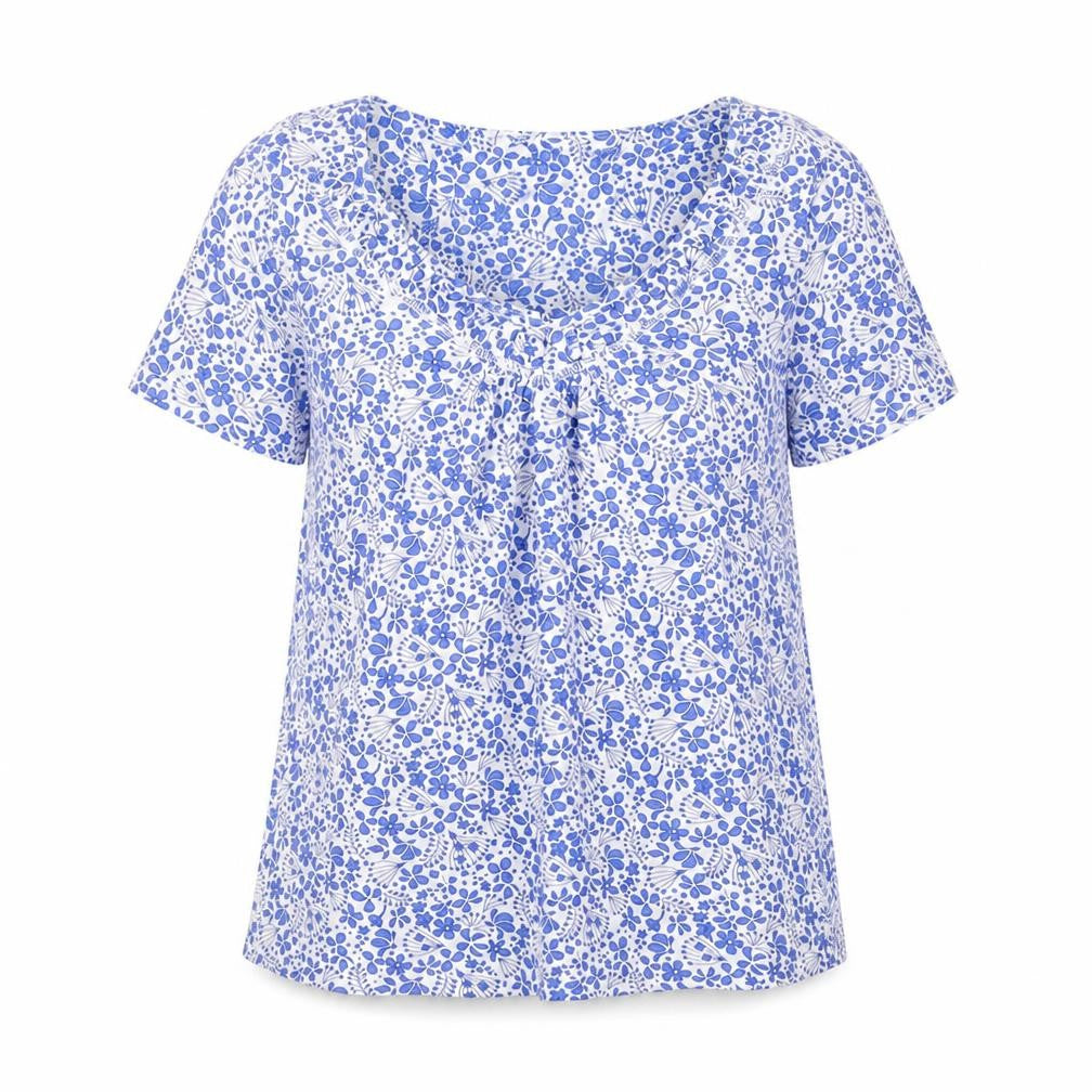 RJR John Rocha Women's Blue Floral V-Neck Top
