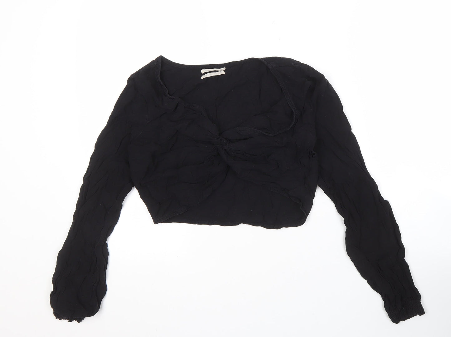 Women's Black Cropped Blouse, Size M