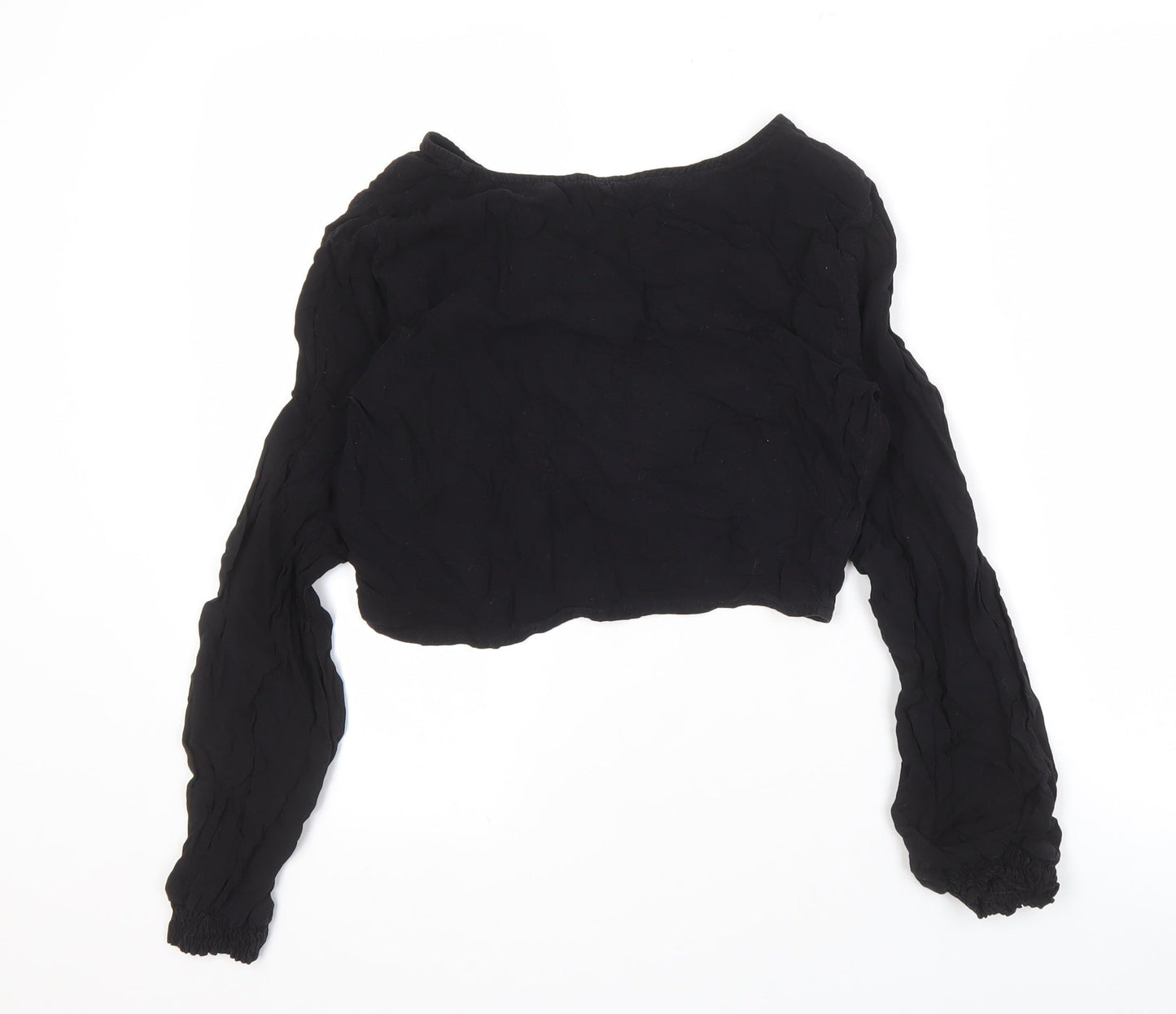 Women's Black Cropped Blouse, Size M
