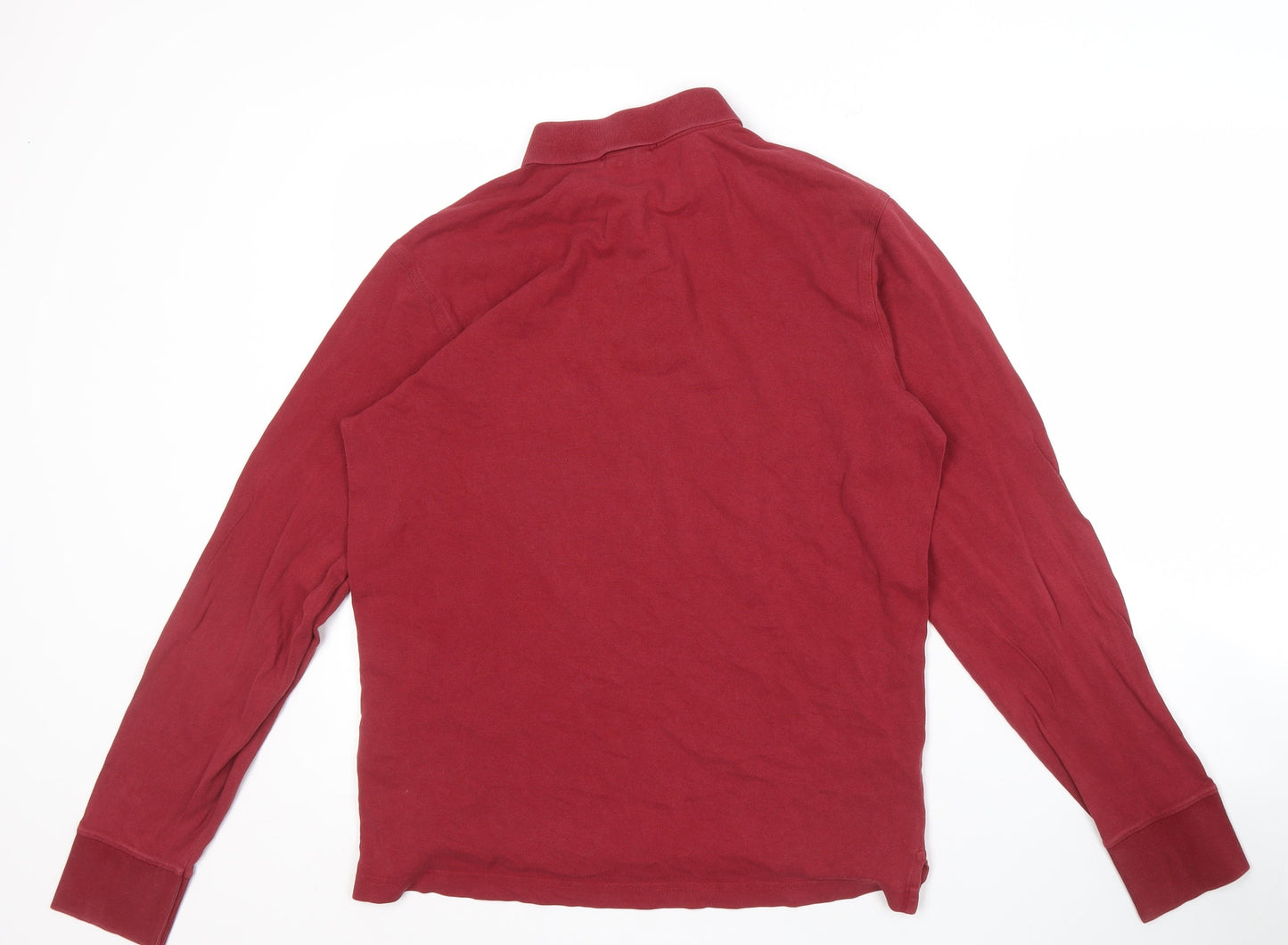 GANT Men's Red Long Sleeve Polo, Size M - Classic Casual Cotton