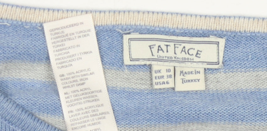Fat Face Women's Blue Striped Pullover Jumper Size 10