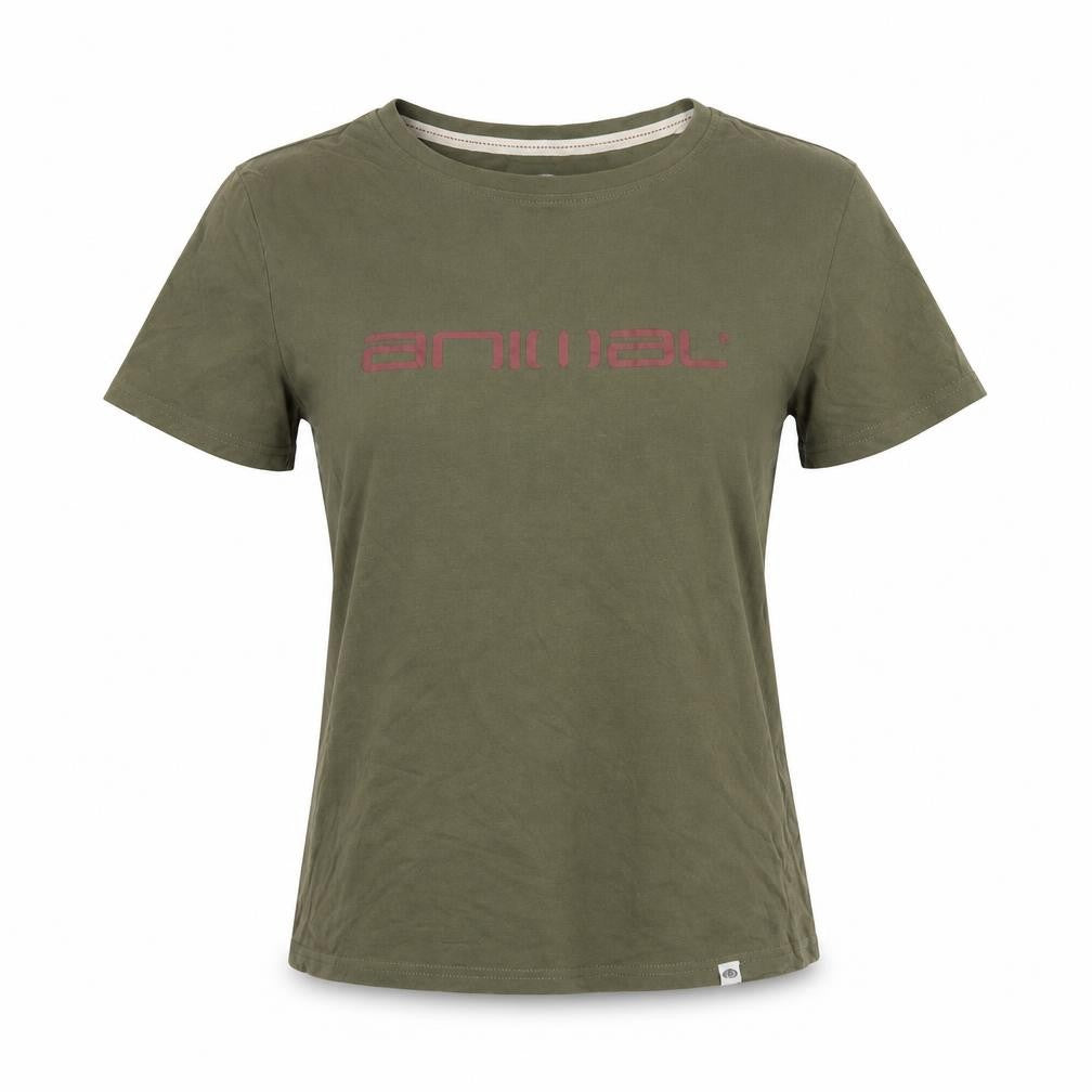 Womens UK Size 8 Animal Green Cotton T-Shirt