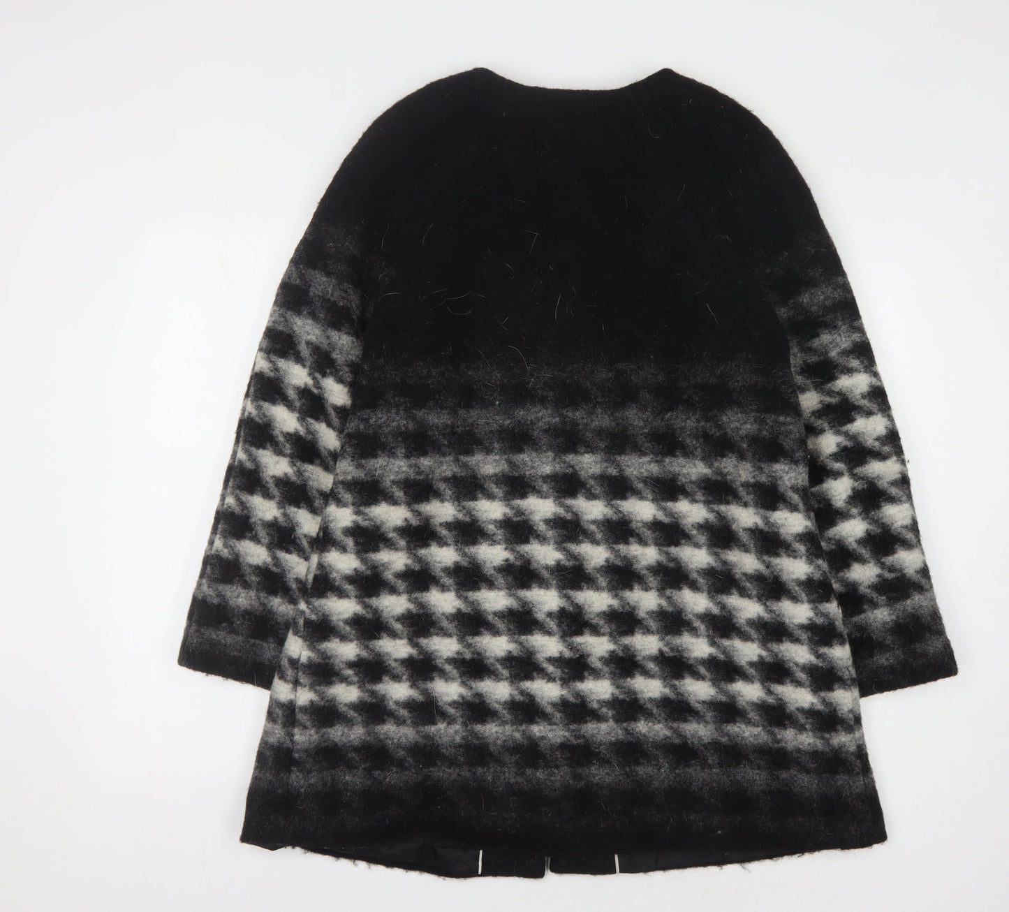 Marks and Spencer Women's Black Checked Wool Coat, Size 12