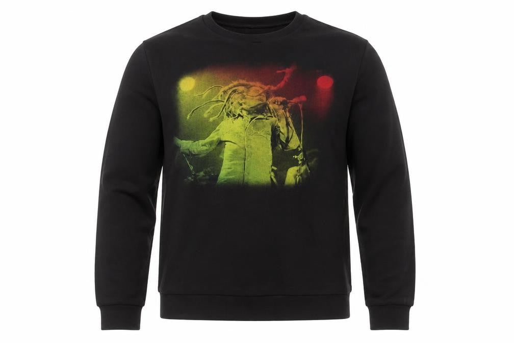 Front view of ASOS Men's Black Graphic Pullover Sweatshirt Medium