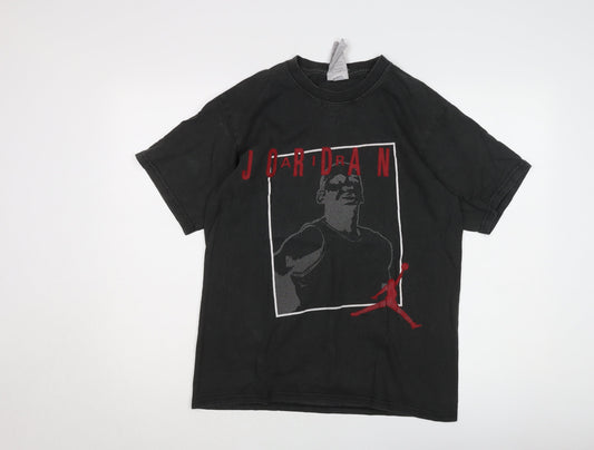 Jordan Men's Black Graphic T-Shirt Logo Design S