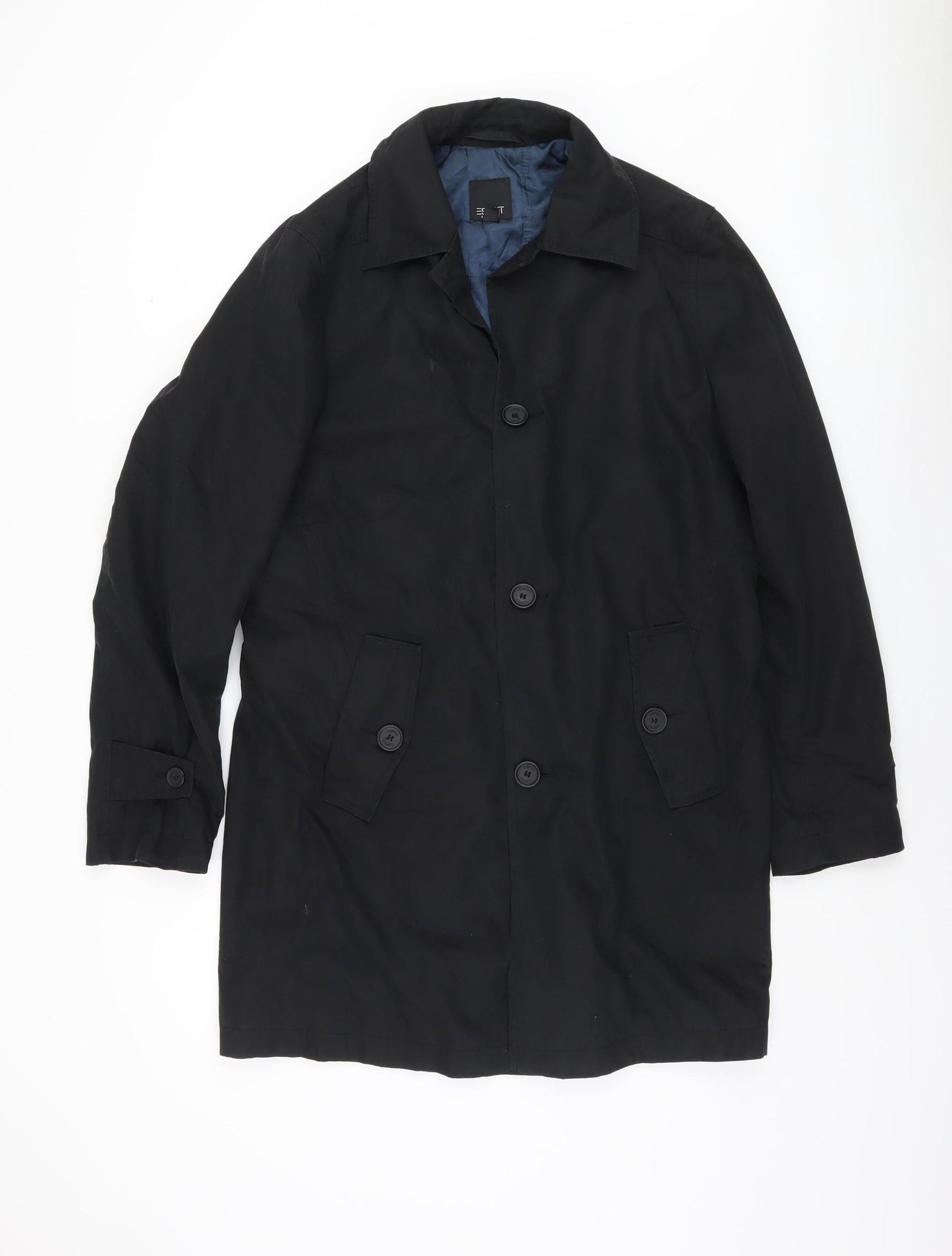 Esprit Men's Black Overcoat UK Size 36 - Collared Style