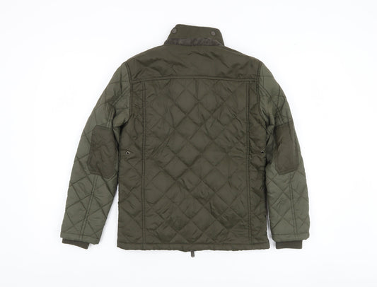 Ripstop Boys Green Quilted Winter Jacket - Regular Fit
