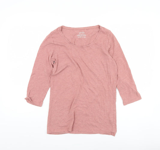 FatFace Women's Pink 3/4 Sleeve Basic T-Shirt Size 10