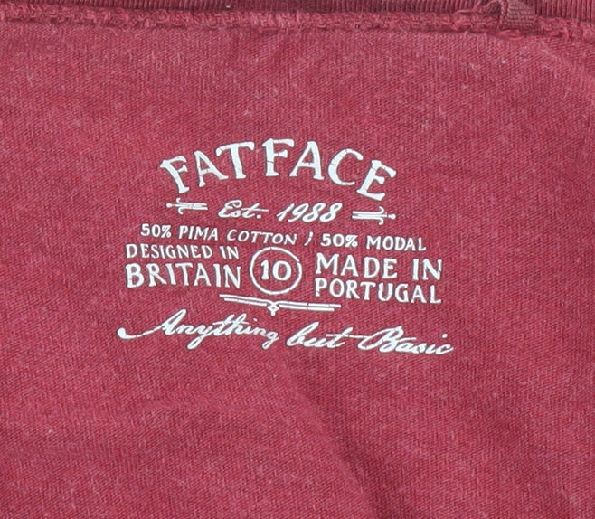 FatFace Women's Red Basic 3/4 Sleeve T-Shirt Size 10