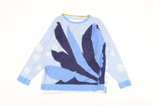 White Stuff Women's Blue Pullover Jumper, Size 14, Art Theme