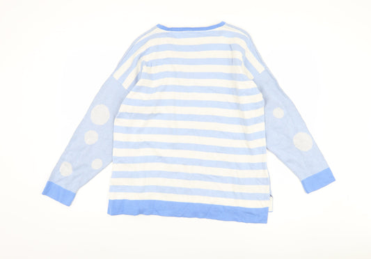White Stuff Women's Blue Pullover Jumper, Size 14, Art Theme