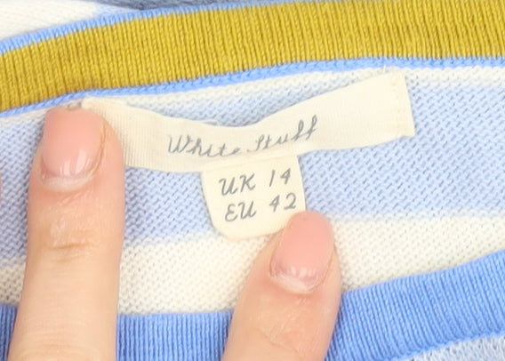 White Stuff Women's Blue Pullover Jumper, Size 14, Art Theme