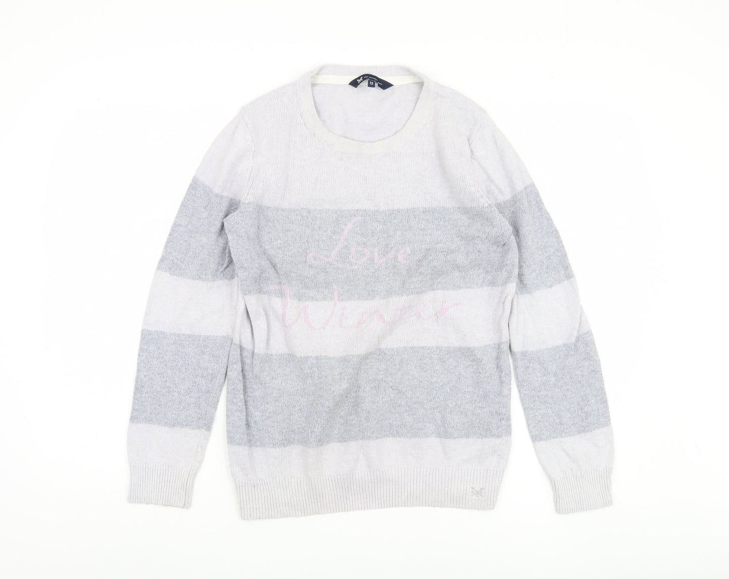 Crew Clothing Company Women's Grey Striped Pullover Jumper, Size 12