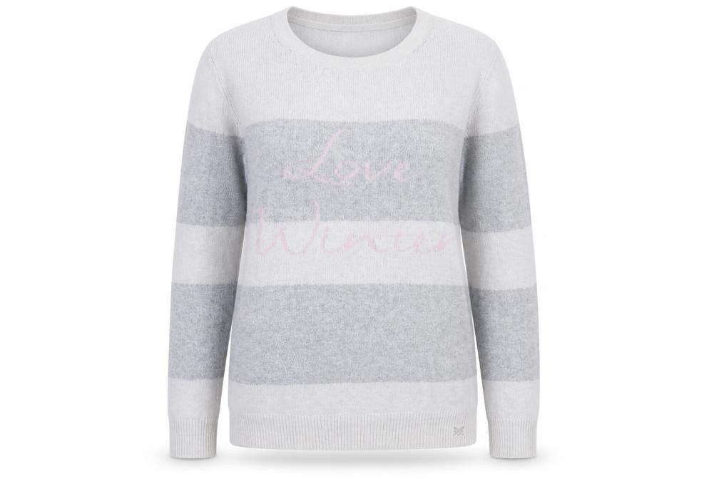 Crew Clothing Women's Grey Striped Pullover Jumper, Size 12
