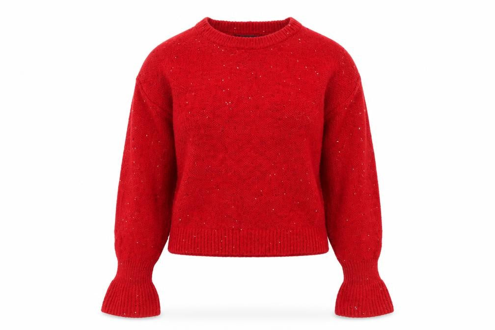 Womens UK S Regular DKNY Red Pullover Tight-Knit
