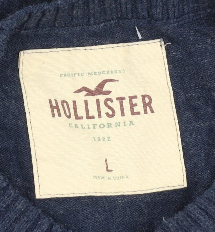 Hollister Men's Blue Pullover Jumper, Size L, Knit
