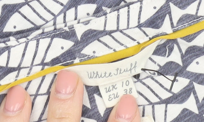 White Stuff Women's Blue Geometric Tunic Top UK 10