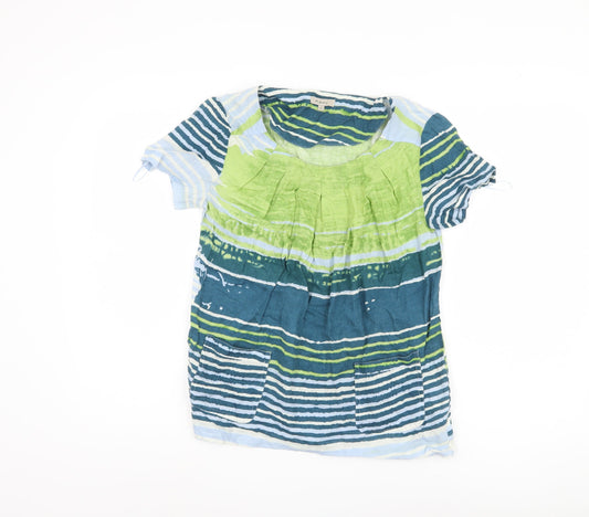 Kew Women's Multicoloured Striped XS Linen Tunic Blouse