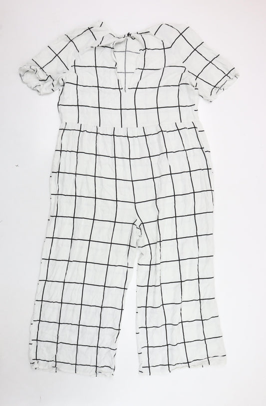 ASOS DESIGN Women's White Check Jumpsuit Size 12