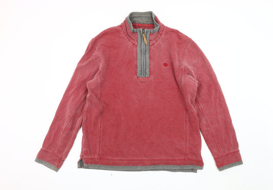 Fat Face Men's Red Henley Sweatshirt, Size L