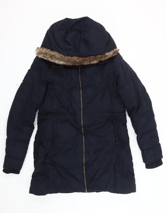 Fat Face Women's Blue Parka Coat Size 14