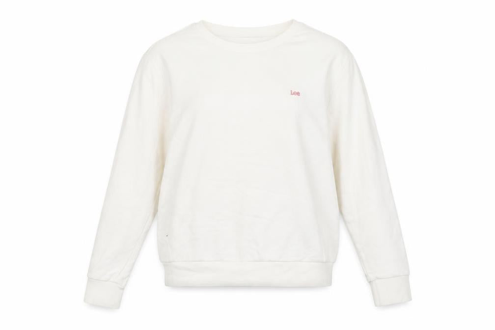 Womens UK M Regular Lee White Pullover Sweatshirt