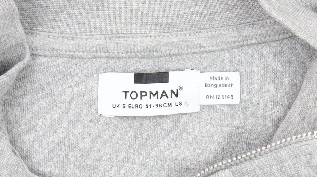 Topman Men's Grey 1/4 Zip Sweatshirt, S, Regular Fit