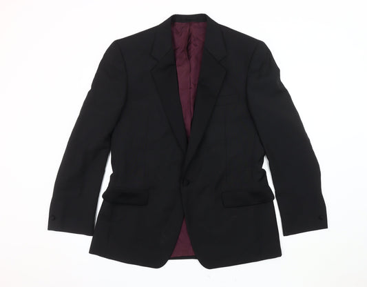 Executex Men's Black Blazer Jacket 40R Notch Lapel