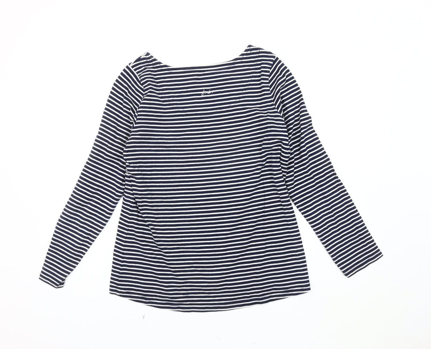 Joules Women's Blue Striped Jersey Top, UK 12, Glitter Accents