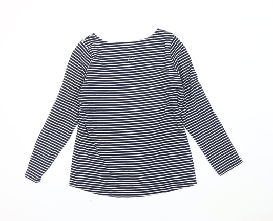 Joules Women's Blue Striped Jersey Top, UK 12, Glitter Accents