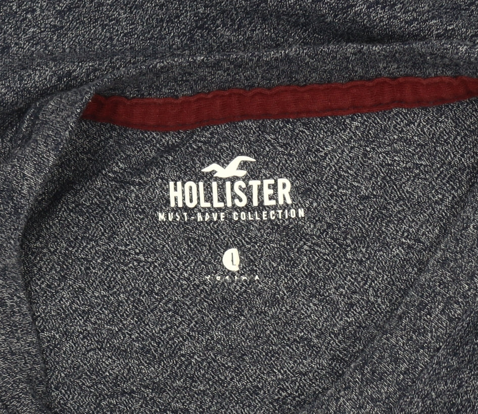 Hollister Men's Blue Crew Neck T-Shirt, Size L