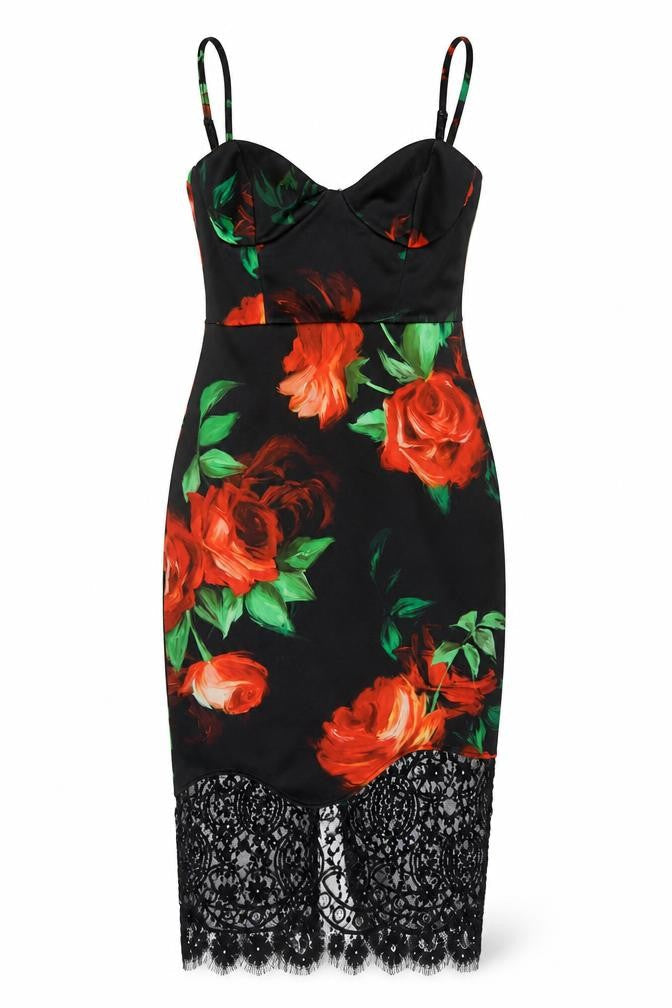 ASOS Women's Floral Midi Bodycon Dress, Size 12, Party