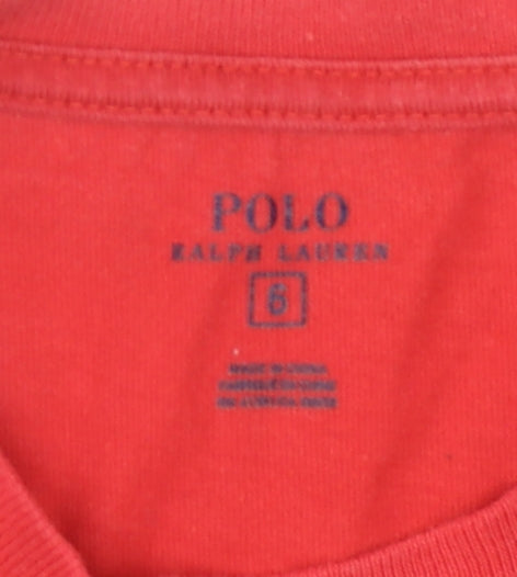 Ralph Lauren Boys Red T-Shirt 6 Years Casual Cotton